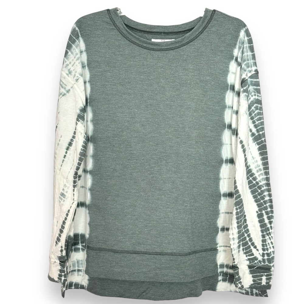 New Directions Size L Green Hi/Low Tie Dyed Oversized French Terry Sweatshirt